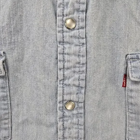 Levis Western Pearl Snap Denim Shirt Mens XXL Blue Cotton Long Sleeve Cowboy - Picture 5 of 12